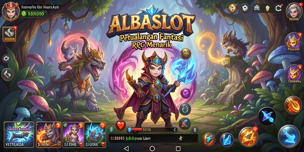 Screenshot gameplay ALBASLOT menunjukkan aksi pertarungan yang mendebarkan.