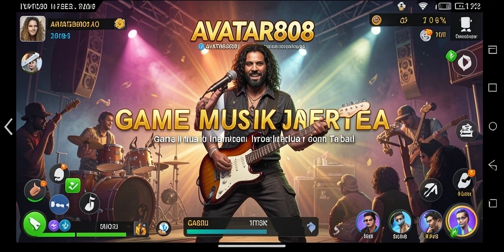 Screenshot utama AVATAR808 menampilkan gameplay musik yang seru dan interaktif.
