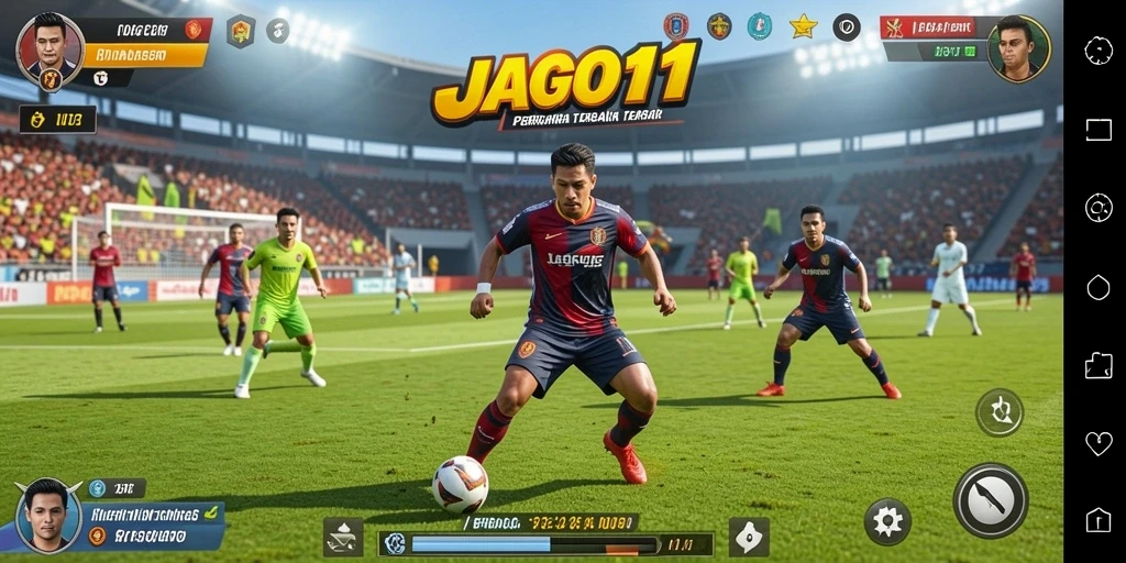 Tangkapan layar gameplay JAGO11 menampilkan aksi seru olahraga.