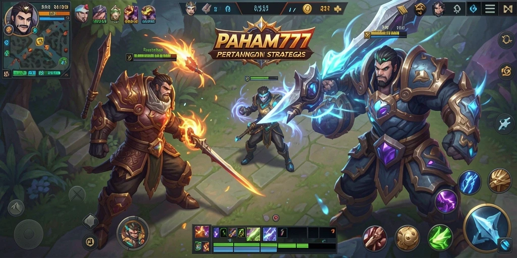 Screenshot utama PAHAM777 menampilkan pertempuran seru antar tim.