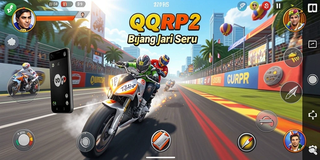 Screenshot gameplay menunjukkan adrenalin balap yang mendebarkan.