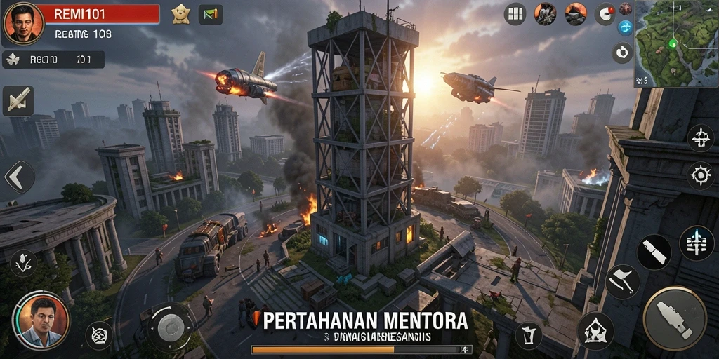 Gameplay Tower Defense menegangkan dengan strategi pertahanan yang cerdas.