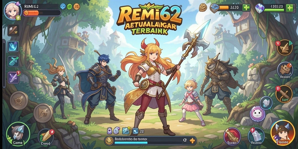 Tampilan gameplay REMI62 dengan karakter anime yang dinamis.