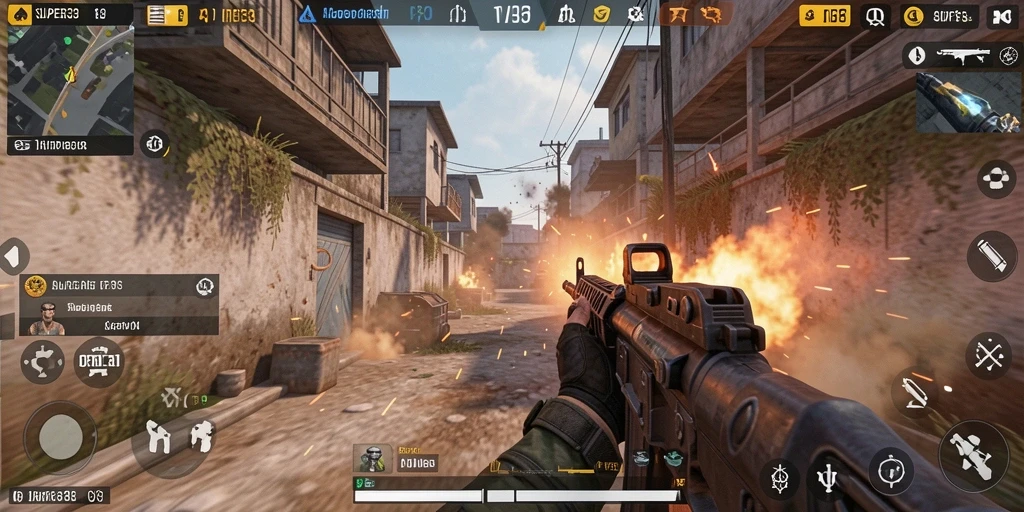 Screenshot SUPER33 menampilkan aksi pertempuran yang mendebarkan dalam game FPS.